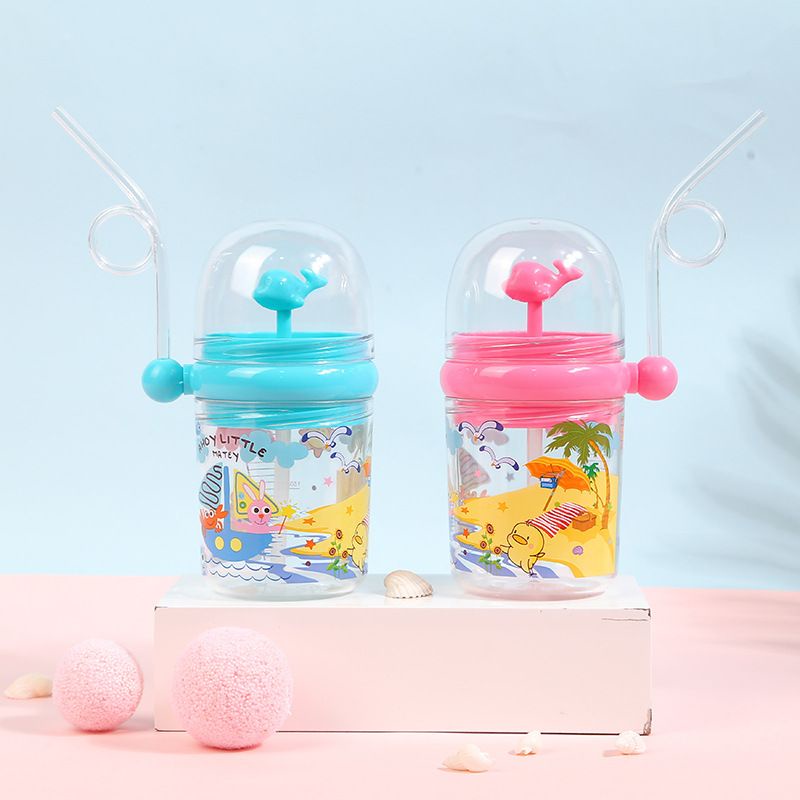 Bình tập Uống đài Cá Voi  Phun Nước chống sặc Kèm Dây Đeo, An Toàn Cho Bé