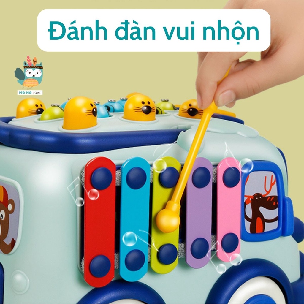 Đồ Chơi Ô Tô Đa Năng 5 Trong 1 - Xe Bus kéo phát nhạc Kết Hợp nhiều trò chơi câu cá thú vị cho bé - Mô Mô Home