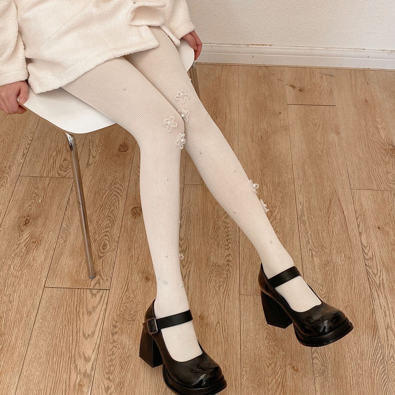 Xixi Quần Tất Đính Hạt Ngọc Trai Thủ Công Hình Hoa Lolita Nhật Bản Đáng Yêu Cho Nữ