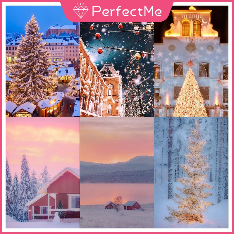 Bộ tranh đính đá 5d họa tiết phong cảnh giáng sinh độc đáo 2 kích thước tùy chọn