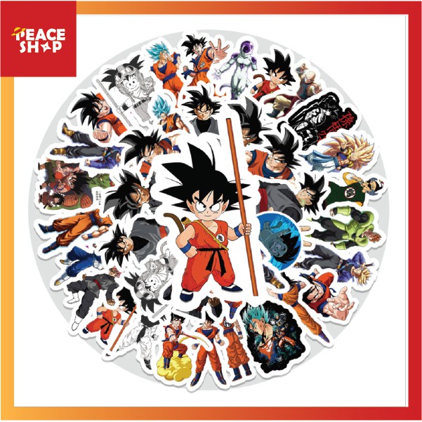 [Set 54 Cái] Sticker Dragon Ball dán trang trí laptop, mũ nón bảo hiểm, vali, xe tay ga, ván trượt