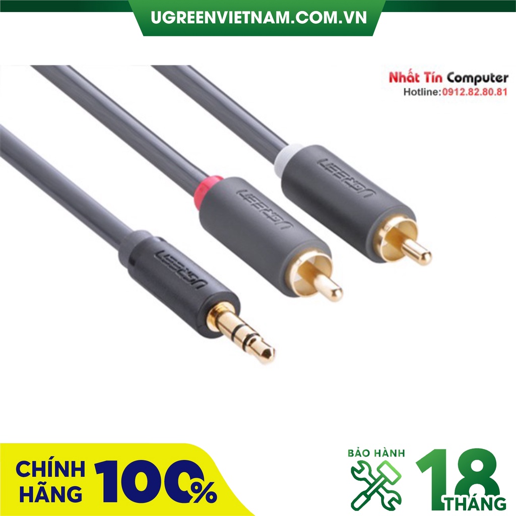 Dây loa audio 3.5mm to RCA (hoa sen) chính hãng Ugreen mạ vàng cao cấp