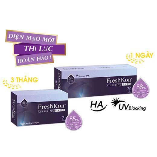 Kính áp tròng 3 tháng Freshkon  Magetic Grey- lens 3 month màu xám cận 0.00 đến 10.00 độ- 1 chiếc.