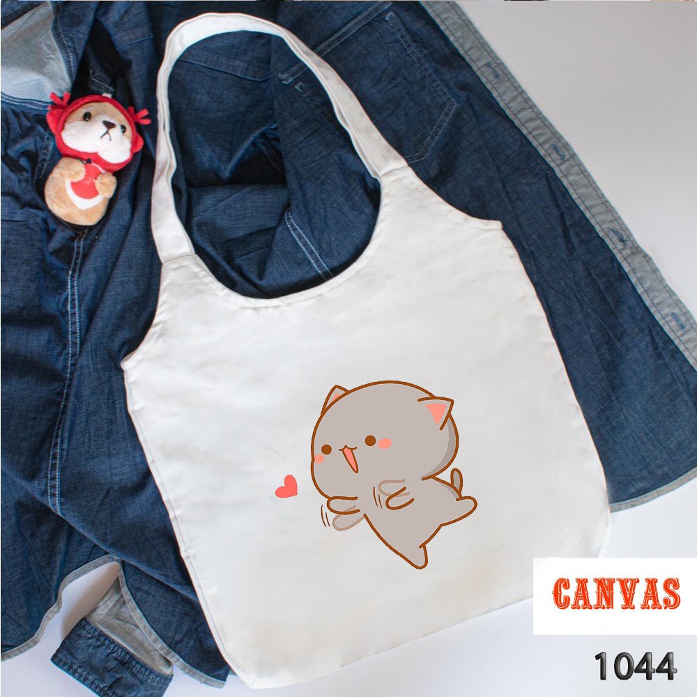 TÚI TOTE TRẮNG CHẤT VẢI CANVAS 1044 KAIWAI THẢ TIM DỄ THƯƠNG HÀNG CHUẨN ĐẸP