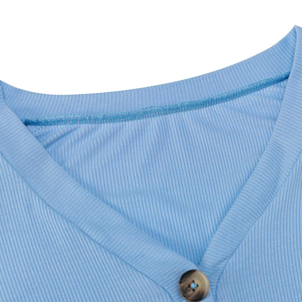 Áo Croptop Tay Dài Phối Nút Màu Trơn Thiết Kế Hợp Thời Trang