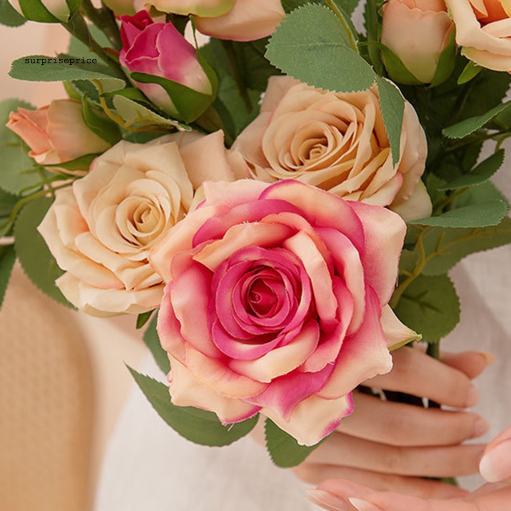 SPA Fake Flower 2 Heads Faux Rose Flower No Odor