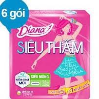 Combo 6 gói Băng vệ sinh ban ngày Diana Siêu thấm Siêu mỏng không cánh 23cm (8 miếng)