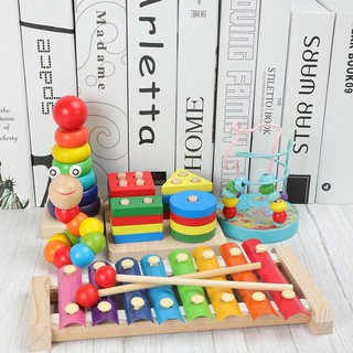 Combo 6 món đồ chơi gỗ giáo dục sớm cho bé