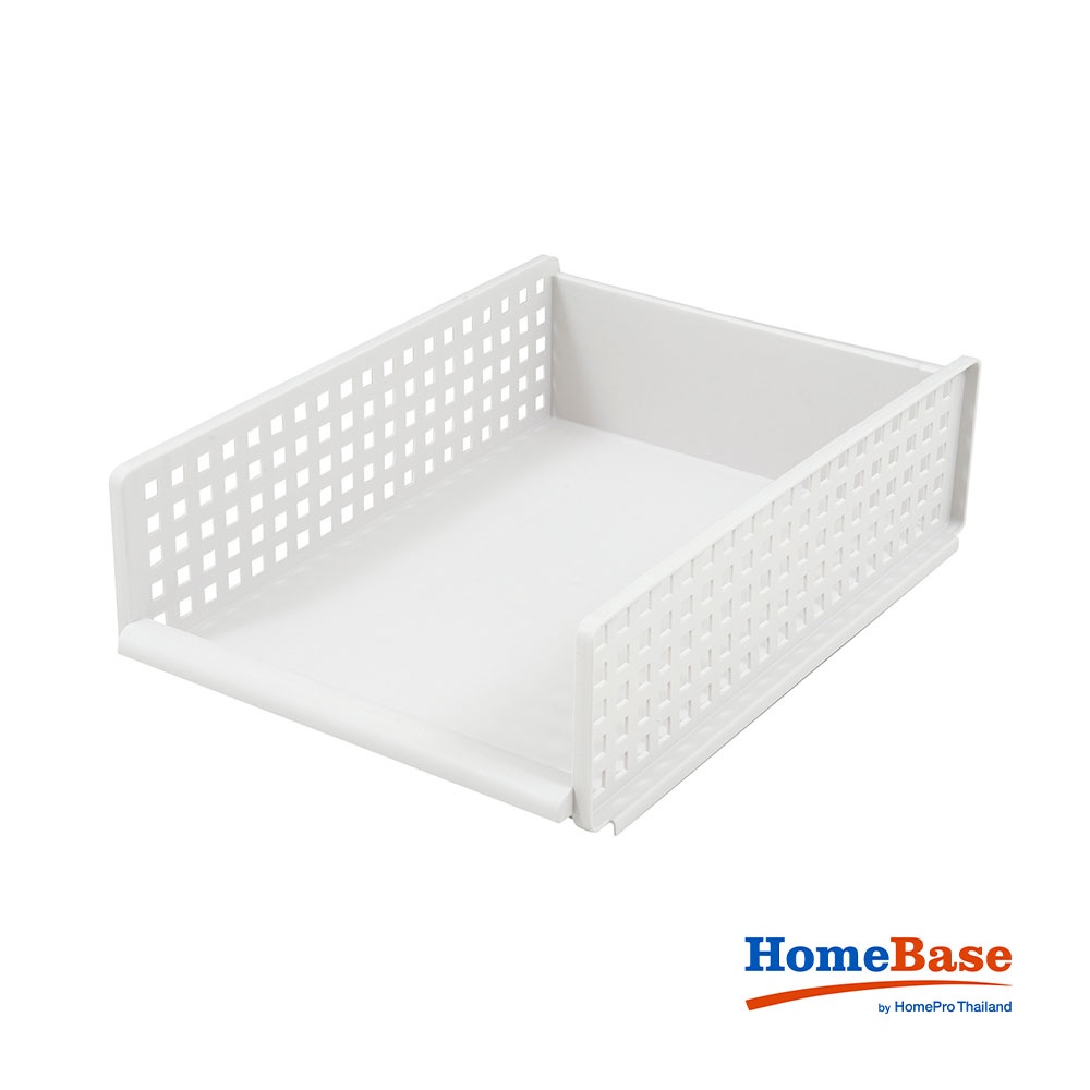 HomeBase STACKO Hộp đựng đồ bằng nhựa có thể xếp chồng lên nhau MAIE YM503 Thái Lan W34xD45xH13.3cm màu trắng