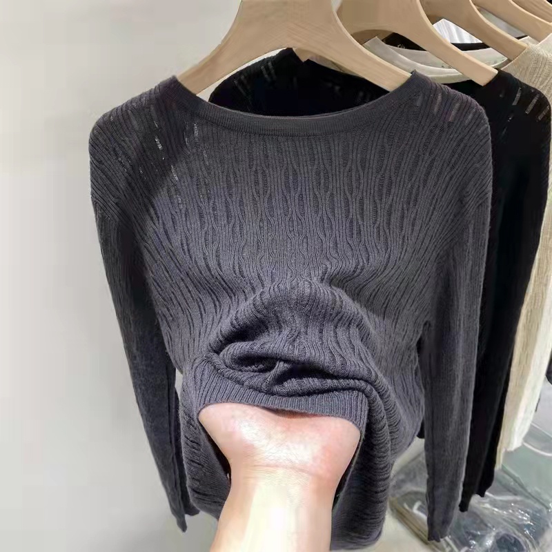 Áo Dệt Kim Mỏng Tay Dài Dáng Rộng Thiết Kế Đục Lỗ Thời Trang Mùa Thu Mới Cho Nữ | BigBuy360 - bigbuy360.vn