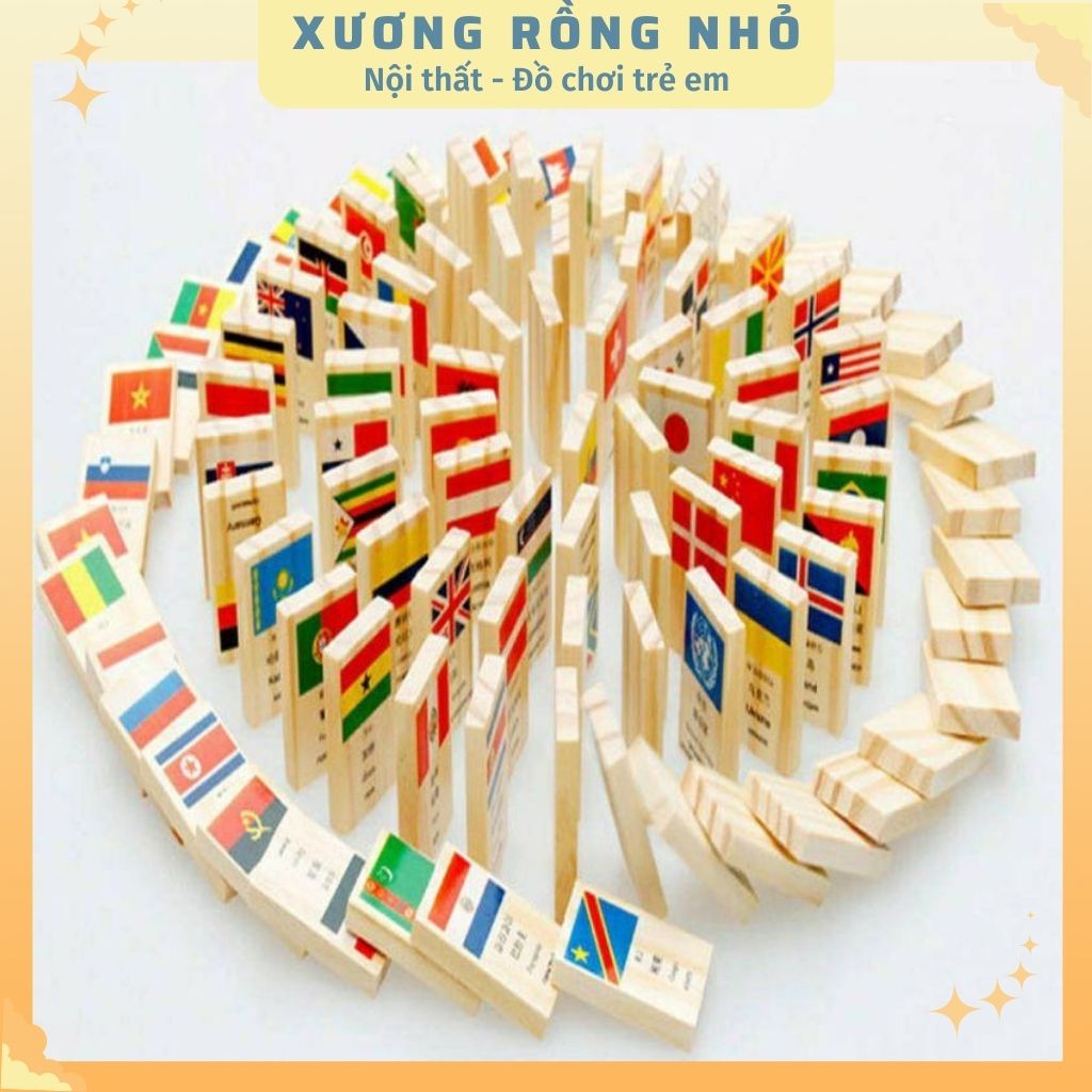 Domino 100 Lá Cờ Các Quốc Gia Các Nước Trên Thế Giới, Đồ chơi thông minh cho bé - Xương Rồng Nhỏ