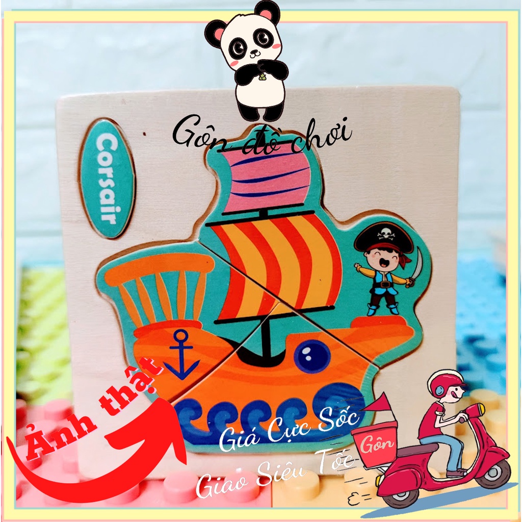 Đồ chơi ghép hình nổi 3D bằng gỗ - Đồ chơi gỗ thông minh Gôn đồ chơi