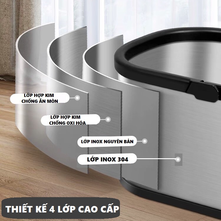 Cây Lau Nhà Inox 304 Tự Vắt 360 Độ Thế Hệ Mới - Chổi Lau Nhà Cao Cấp Hàng Chính Hãng Tặng Kèm 2 Bông Lau