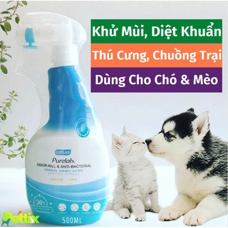 Khử mùi chó mèo ❤️freeship❤️ xịt khử mùi, kháng khuẩn, tẩy vết ố bẩn chó mèo cature 500ml