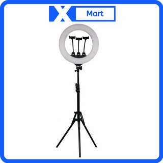 Đèn Led Livestream 45CM (55W) M45 3 kẹp điện thoại - Đèn Livestream hỗ trợ chụp ảnh quay phim kèm chân đèn 2 mét