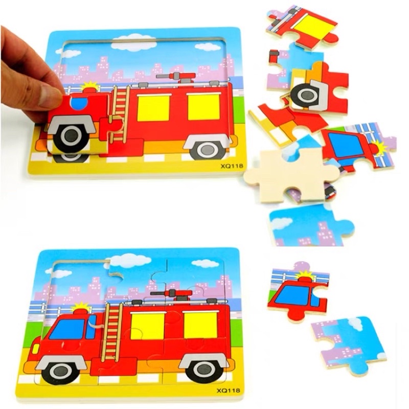 Đồ chơi xếp hình, Tranh Ghép gỗ 9 mảnh size nhỏ 11x11 cho bé