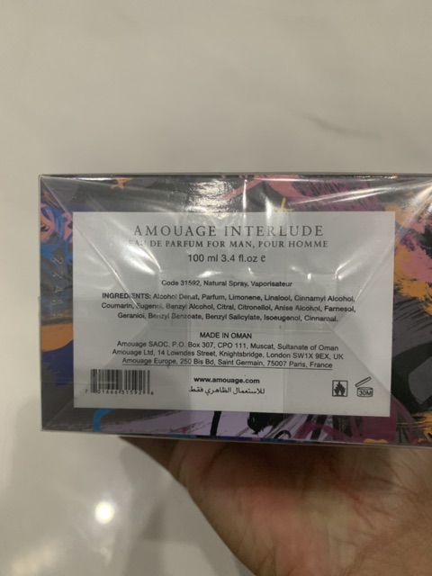 Nước hoa nam AMOUAGE Interlude Man edp 100ml full seal