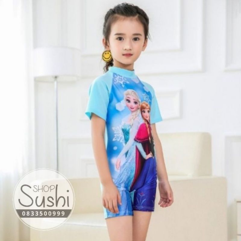 (FreeShip) Áo bơi bé gái Elsa Frozen cộc tay