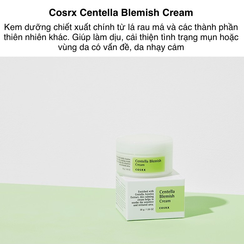 Kem rau má loại bỏ mụn COSRX Centella Blemish cream 30ml