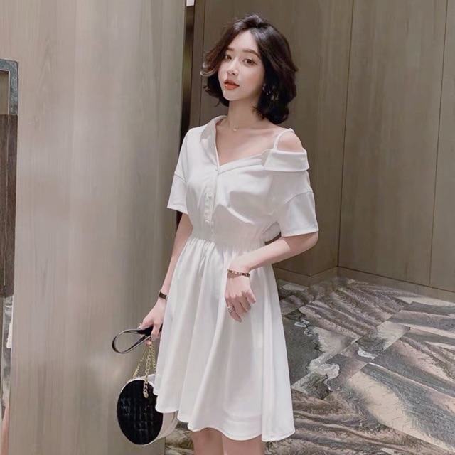 [Mã FATHANG5 giảm 10K đơn 50K] Đầm SM LỆCH VAI 2 màu (kèm hình thật) | BigBuy360 - bigbuy360.vn
