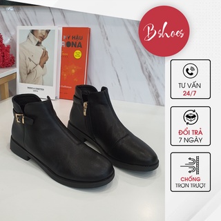 Giày Boot Thấp Cổ Nữ Da Mềm 2021 B SHOES Mũi Tròn Đế Bệt Kiểu Dáng Hiện Đại Trẻ Trung - B26