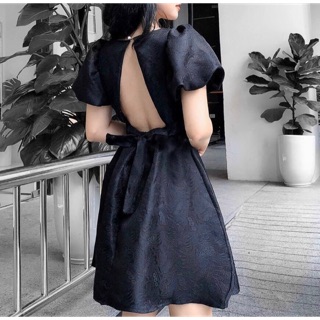 ĐẦM GẤM TAY PHỒNG CỔ VUÔNG (KÈM CLIP KÈM HÌNH THẬT)