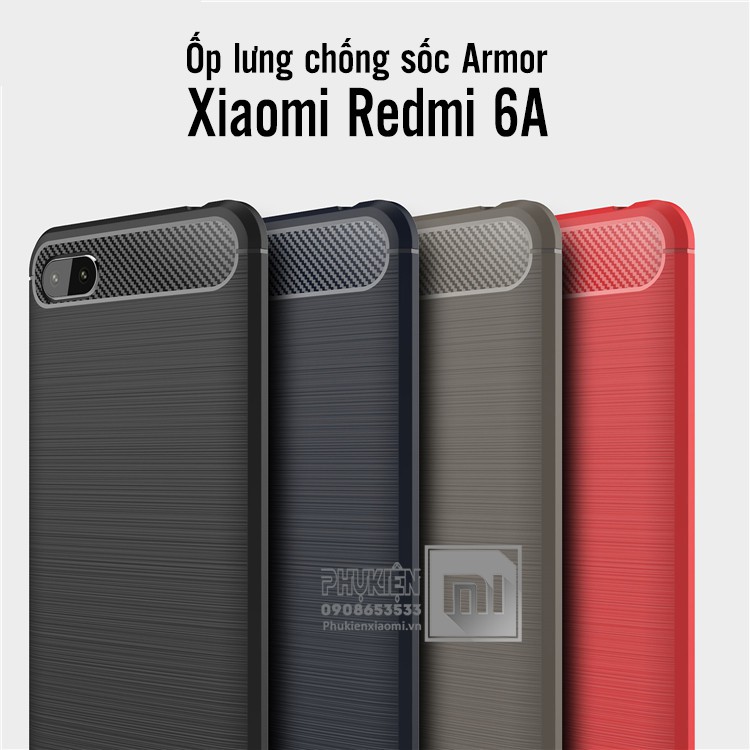 Ốp lưng Xiaomi Redmi 6A TPU dẻo chống sốc - Rugged Armor - Xanh Đen