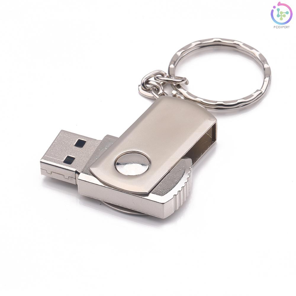PCER Metal Rotatable USB Flash Drive Pen Drive USB2.0 32G Memory Stick U Disk with Flash Card Keycha