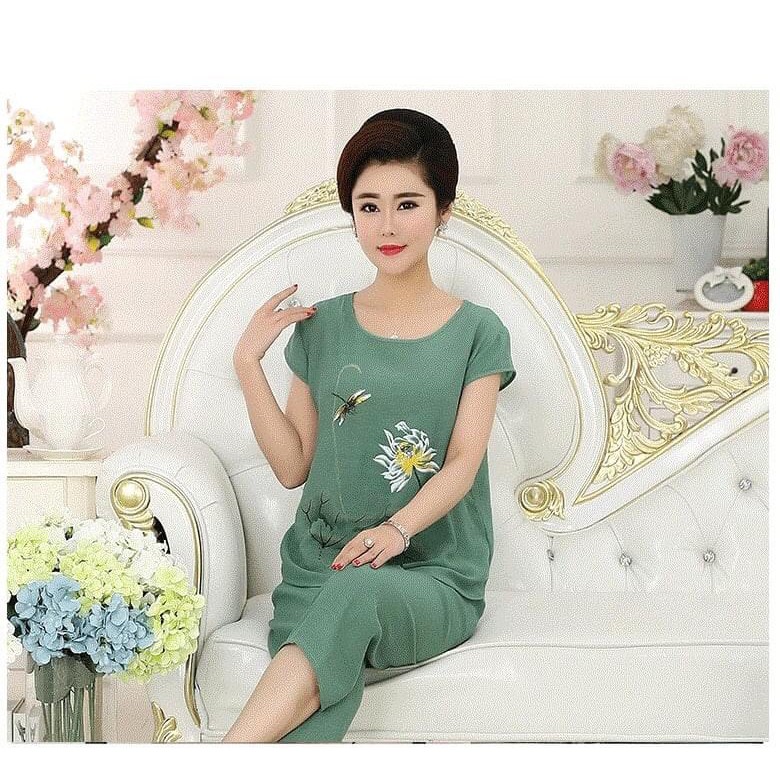 BỘ ĐŨI MẶC NHÀ SANG TRỌNG-BỘ ĐŨI MẶC NHÀ HOẠ TIẾT HOA SEN