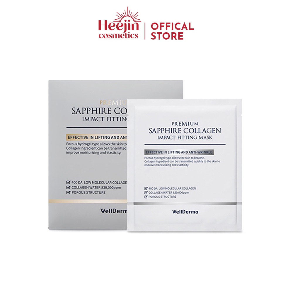 Hộp 4 Miếng Mặt Nạ Collagen Trắng Da WellDerma Sapphire Collagen Hàn Quốc 25g x 4 miếng