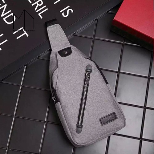 Ảnh Thật Sản Phẩm - Balo Đeo Chéo Một Quai Xẻ Giữa Kiểu Dáng Luxury (Xám)