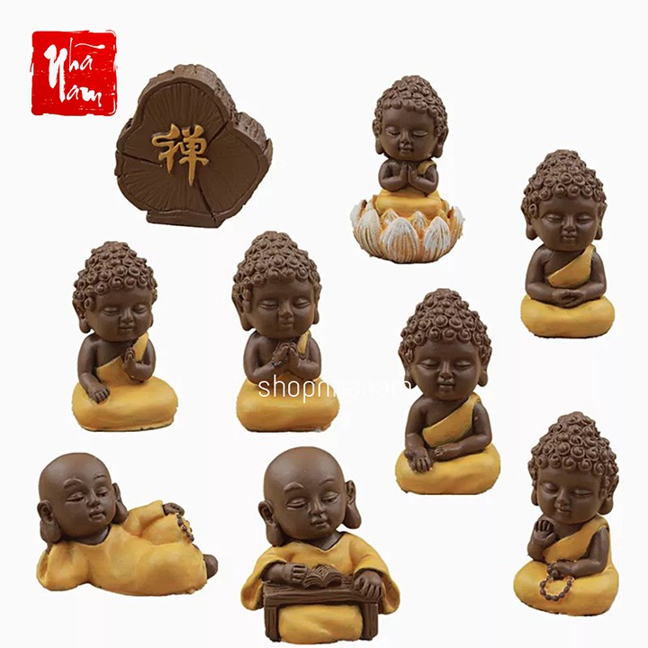 [Chọn mẫu Bộ tượng phật 9 món gốm Đại Cát trang trí xe hơi trang trí nhà cửa