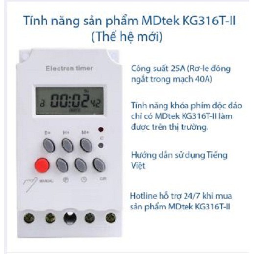 CÔNG TẮC HẸN GIỜ điện tử KG316T II MINI Số lần bật tắt 17 lần trong ngày