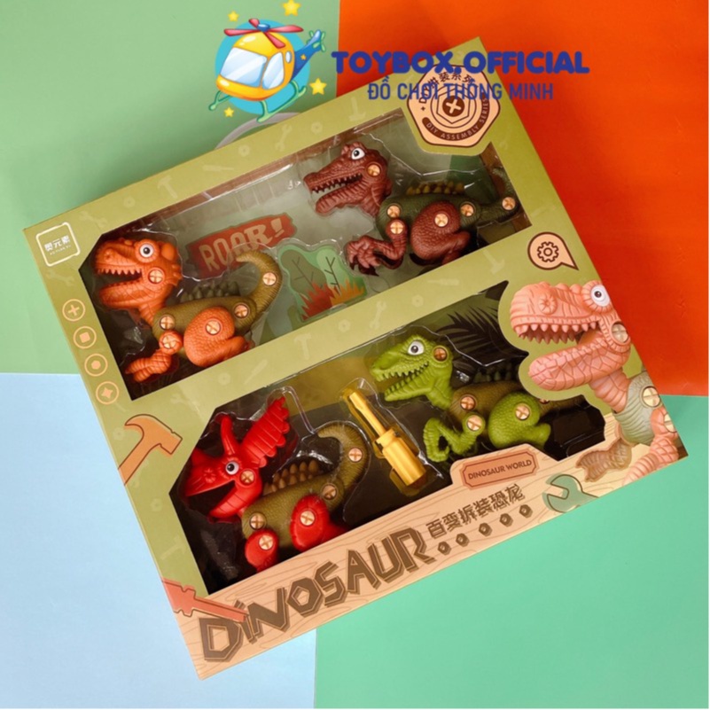 Sét 4 Chú Khủng Long Lắp Ghép Size Lớn, Đồ Chơi Lắp Ráp