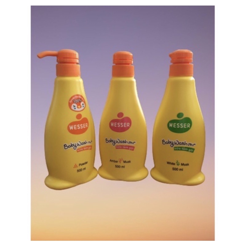 Sữa tắm gội Wesser 2 in1 cho bé  hương xạ, hổ phách và hương phấn