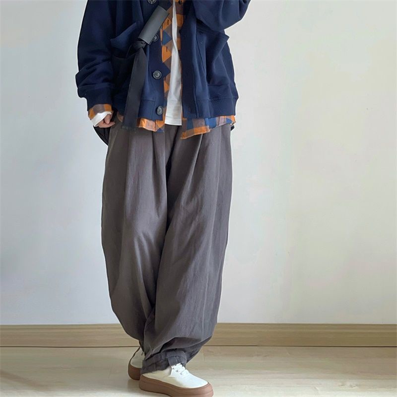 Quần Dài Ống Rộng Màu Sắc retro Phong Cách Nhật Bản Cho Nam