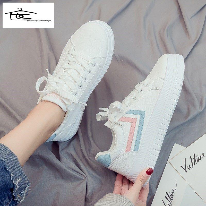 Giày Thể Thao Da Đế Bằng Phong Cách Harajuku Hàn Quốc Thời Trang Mùa Xuân Cho Nữ 2022
