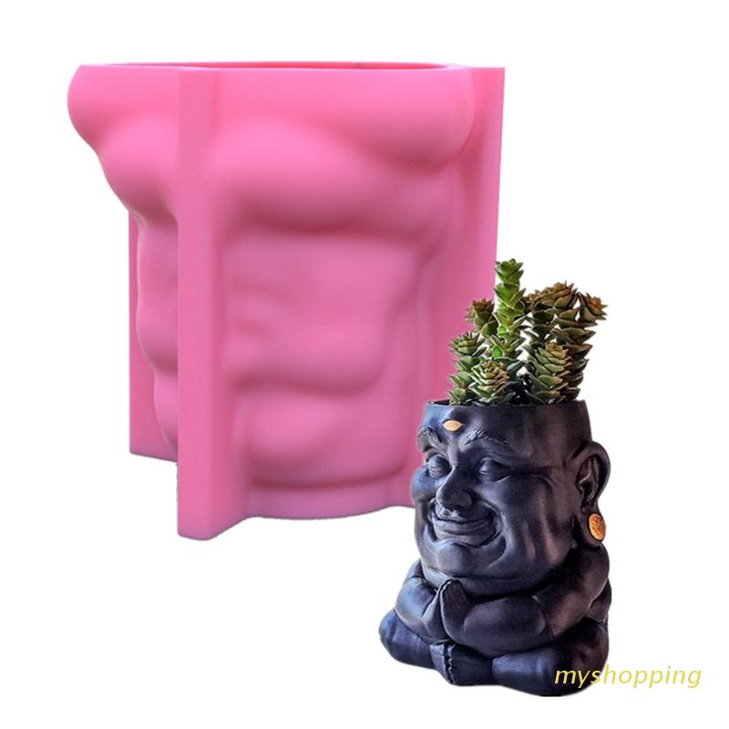 Khuôn Silicone Làm Chậu Cây Mọng Nước Hình Chú Tiểu/Mặt Cười Dễ Thương DIY