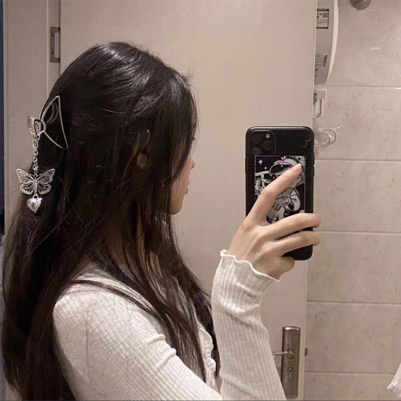 Kẹp tóc kim loại hình bướm kiểu dáng cổ điển cho nữ