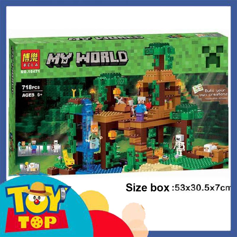 Đồ chơi lắp ráp minecraft ngôi nhà sinh thái trên cây trong rừng my world xếp hình bla lri Tank 10471
