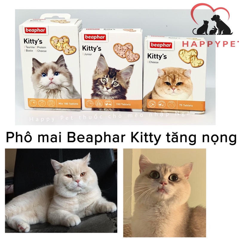 Viên phô mai tăng nọng cho mèo BEAPHAR Kitty's Mix hộp 180 viên Nhập Nga