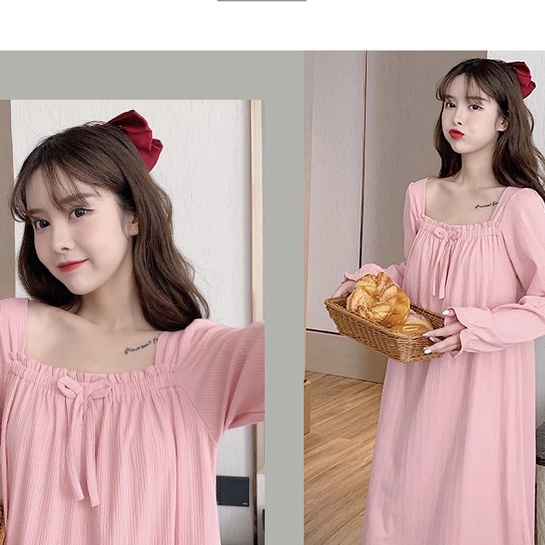 Váy Ngủ Nữ Mặc Ở Nhà Bộ Đồ Dài Tay Dày Mùa Xuân Thu Đông Hè Kute VN30