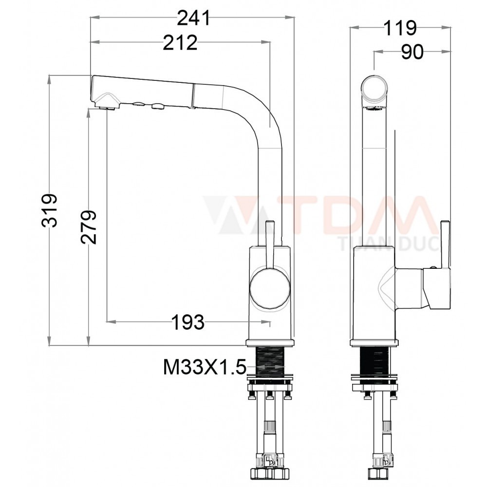 Vòi rửa chén bát nóng lạnh CAESAR K915C, Vòi bếp 2 đường nước, Cam kết chính hãng