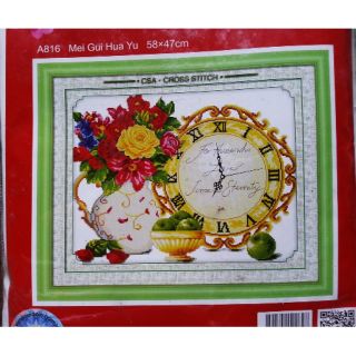 Tranh thêu Đồng hồ Cổ Điển A816
