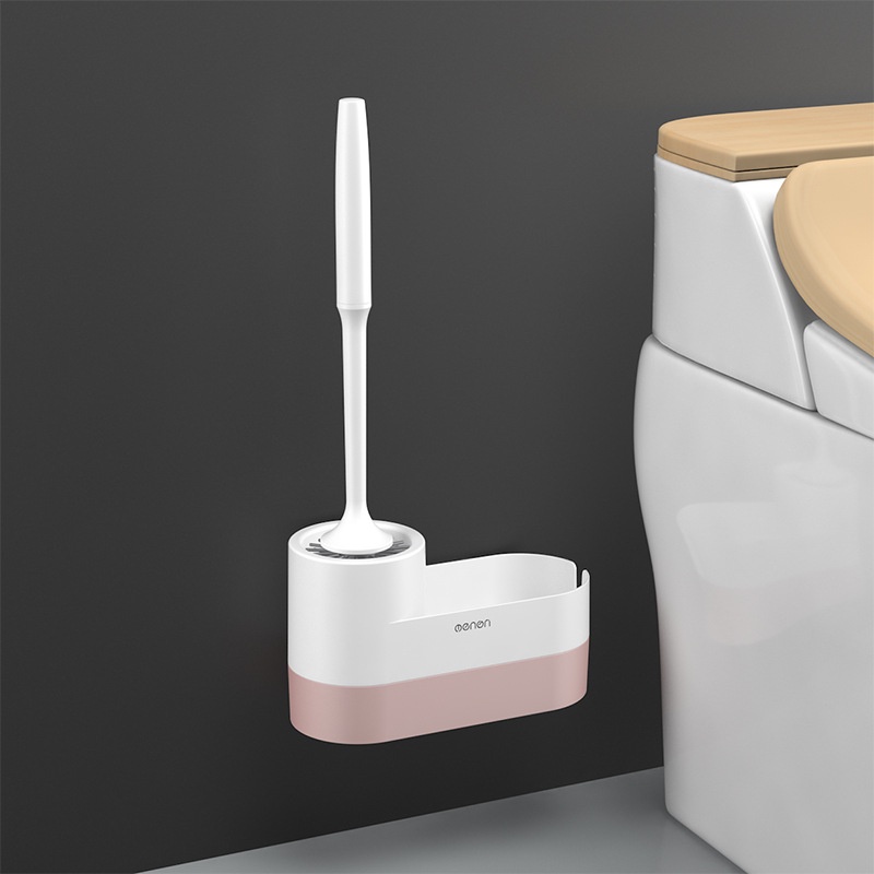 Bộ Bàn Chải Vệ Sinh Toilet Bằng Silicon Mềm Kèm Giá Đỡ Gắn Tường Tiện Dụng