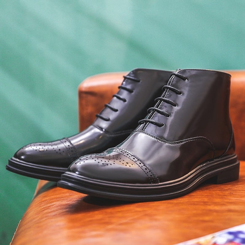 Giày Boot Nam da bóng cổ cao nhập khẩu cao cấp