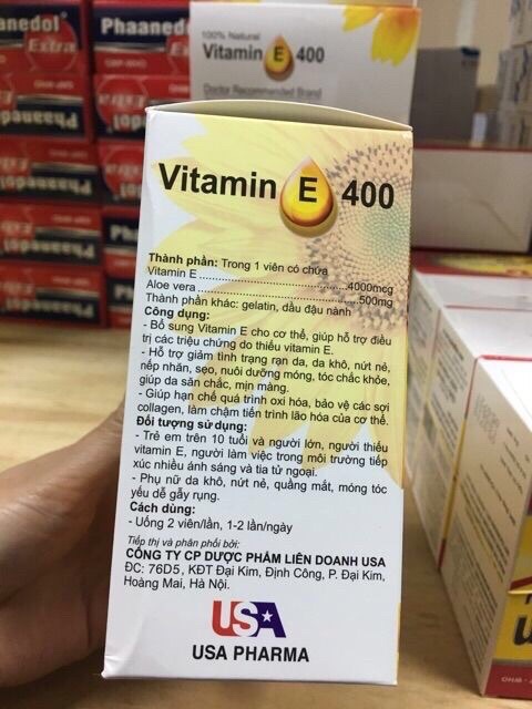 Viên uống đẹp da Vitamin E 400 kèm tinh chất nha đam - Hộp 100 viên | Thế Giới Skin Care