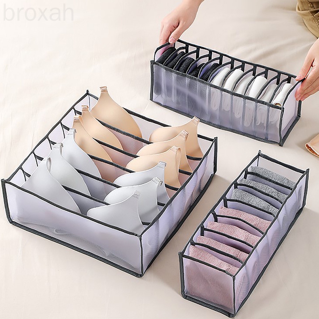 Hộp đựng đồ lót/ vớ bằng vải lưới nylon có thể gấp gọn tiện lợi cho gia đình