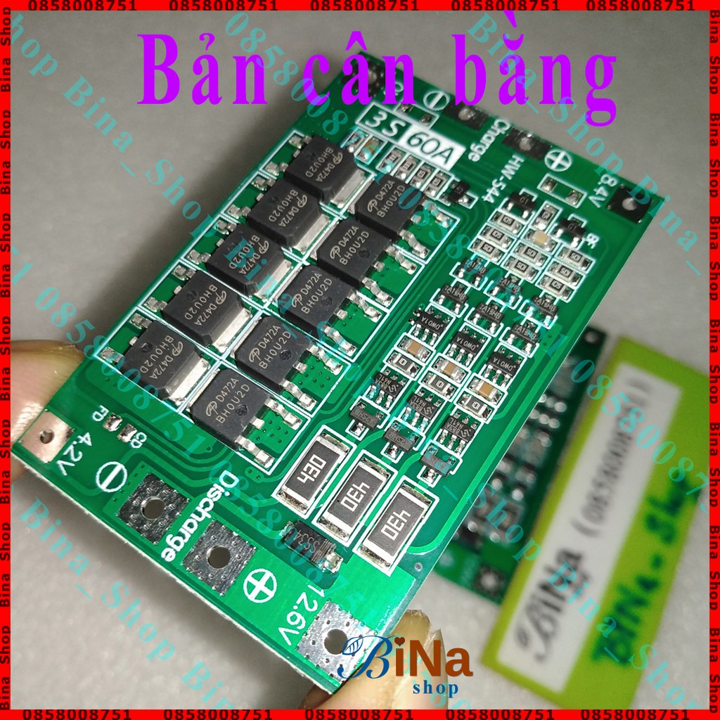 Mạch sạc xả bảo vệ cân bằng pin 3S 60A 12.6V 18650, 26650