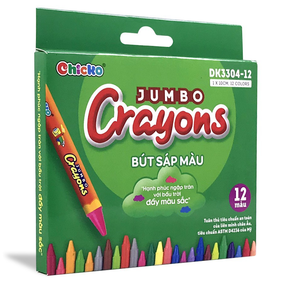 Bút Sáp Màu Duka: Jumbo Crayons (12 Màu) DK 3304 - 12